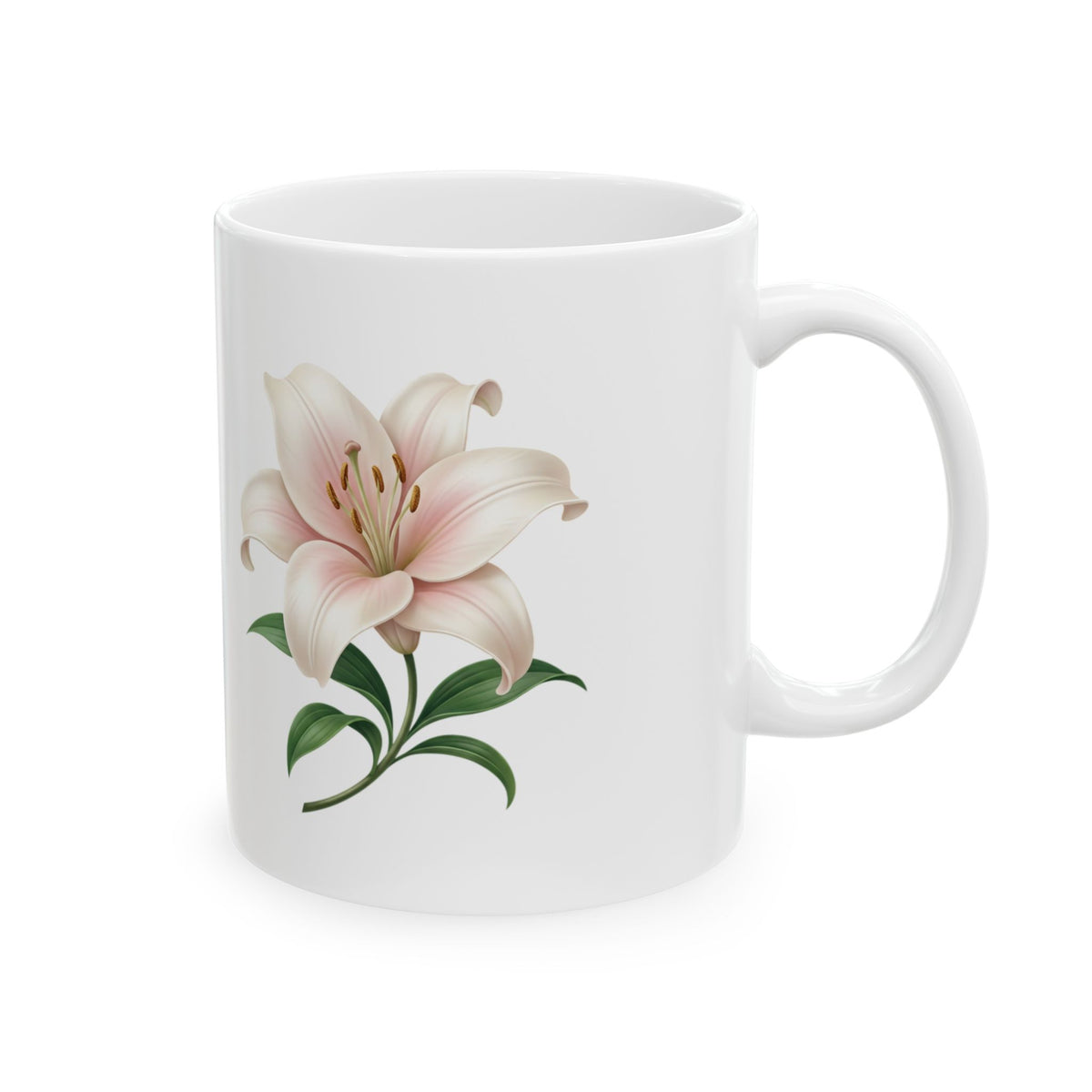 Floral Lily Ceramic Mug — Elegant Pink Lily Coffee Cup (11oz & 15oz)