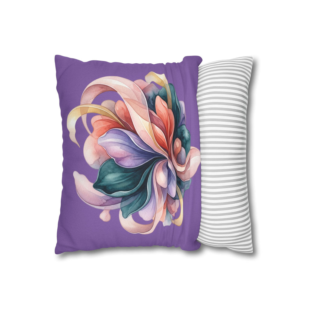 Floral Swirl Decorative Pillowcase — Purple Abstract Bloom Accent