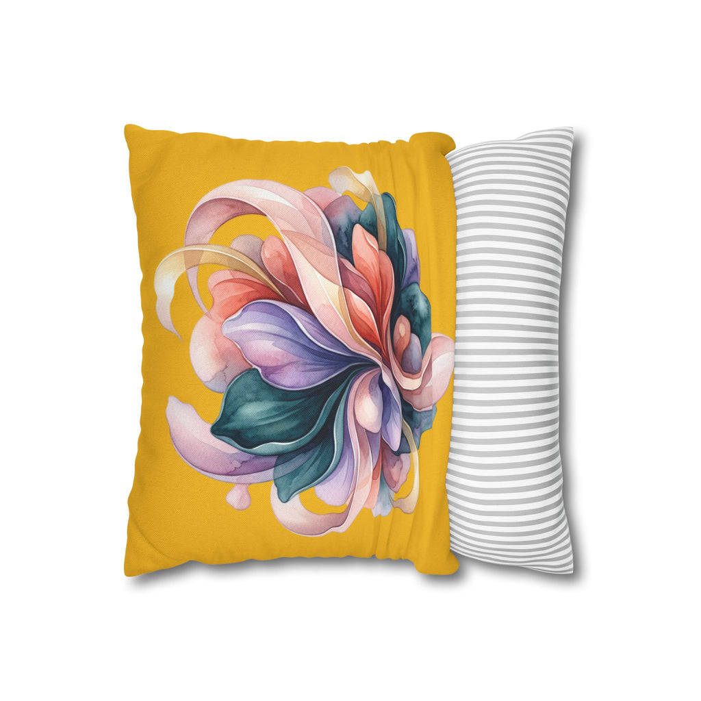 Floral Swirl Decorative Pillowcase — Vibrant Yellow Abstract Flower Accent