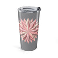 20oz Floral Star Tumbler — Pink Geometric Flower Insulated Travel Cup- Grey