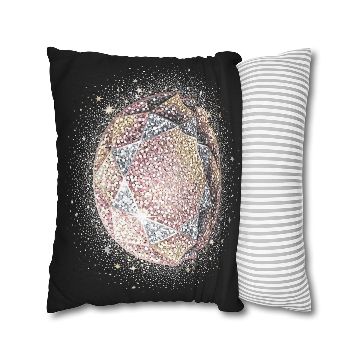 Glittery Black Spun Polyester Square Pillowcase