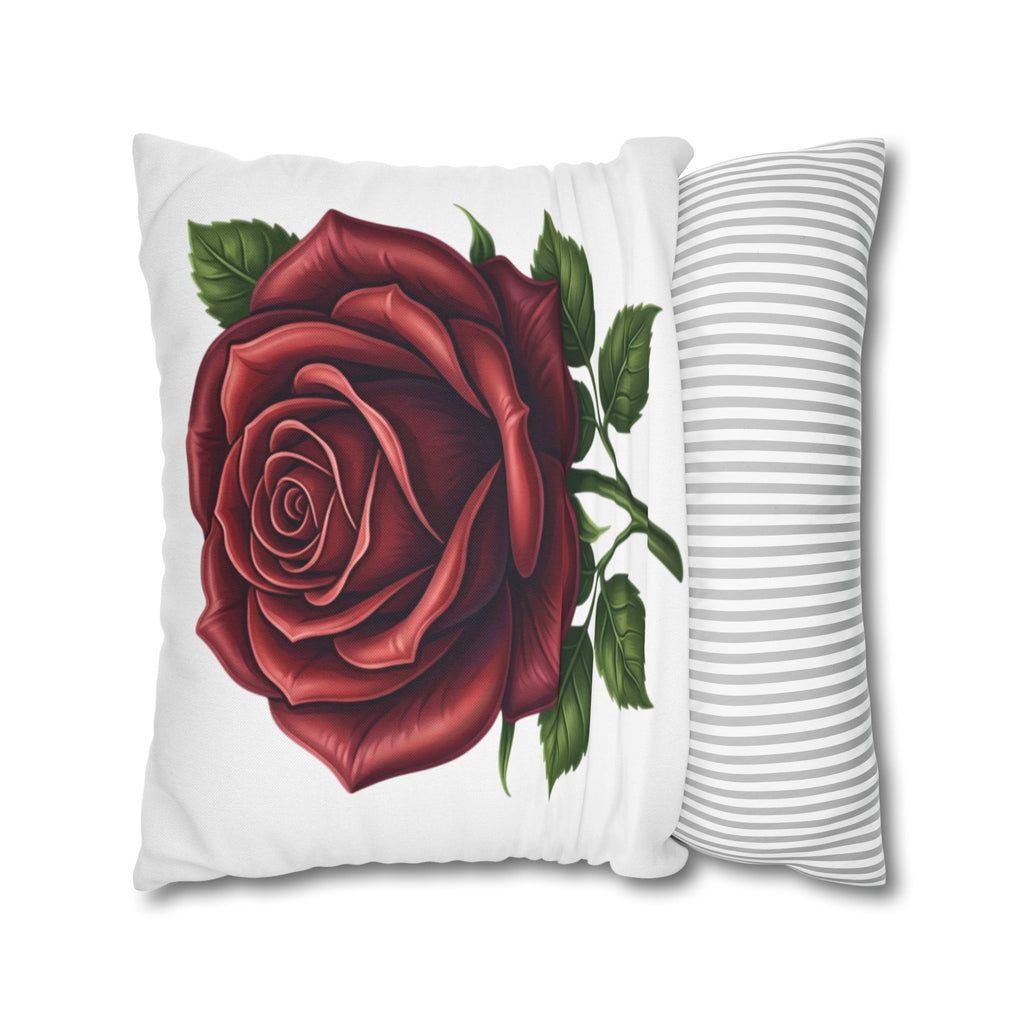 Red Rose Spun Polyester Square Pillowcase