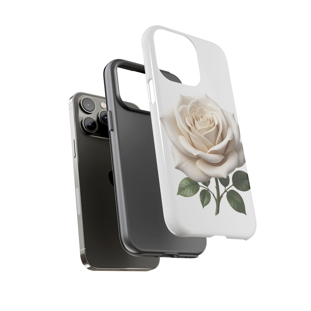 White Rose Tough Phone Case – Elegant Floral Protective Cover