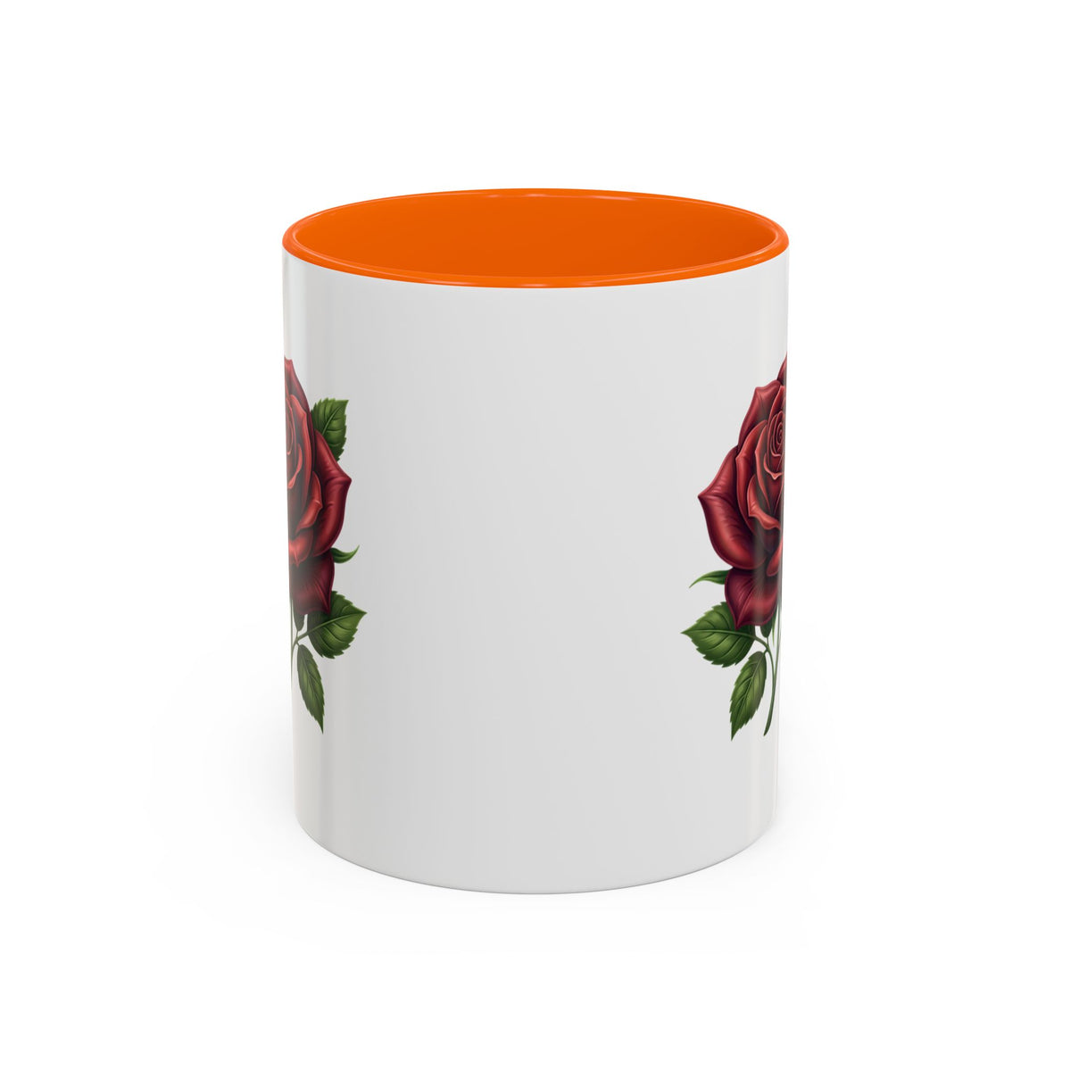Red Rose Accent Coffee Mug — Floral Ceramic Coffee Cup (11/15oz)