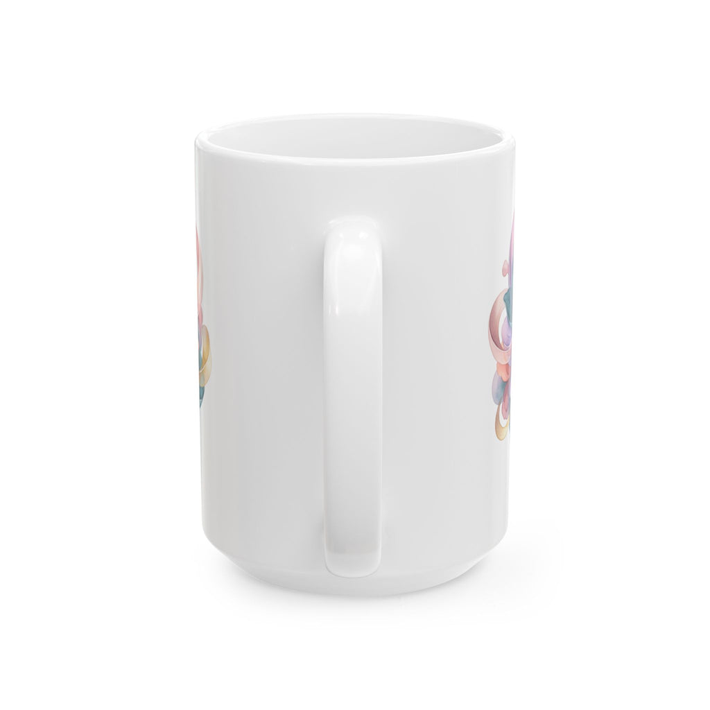Abstract Floral Ceramic Mug — Colorful Swirl Flower Design (11oz & 15oz)