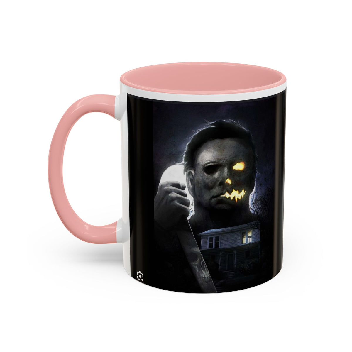 Halloween Michael Myers Accent Coffee Mug — Spooky Horror Movie Jack-O'-Lantern Face (11/15oz)