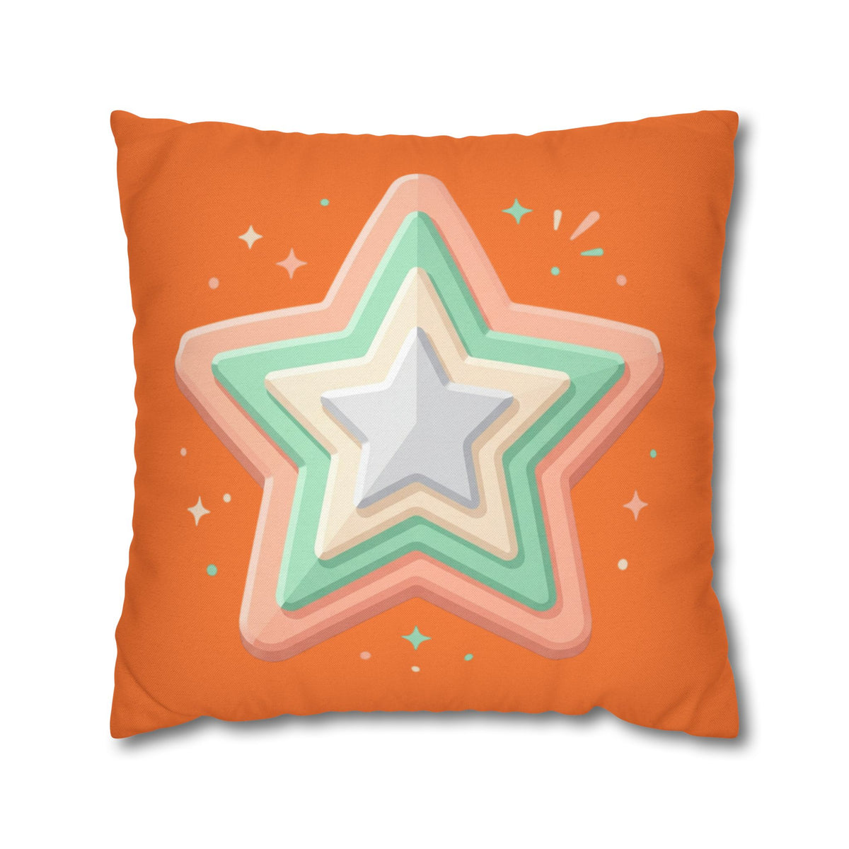Star Shape Orange Spun Polyester Square Pillowcase