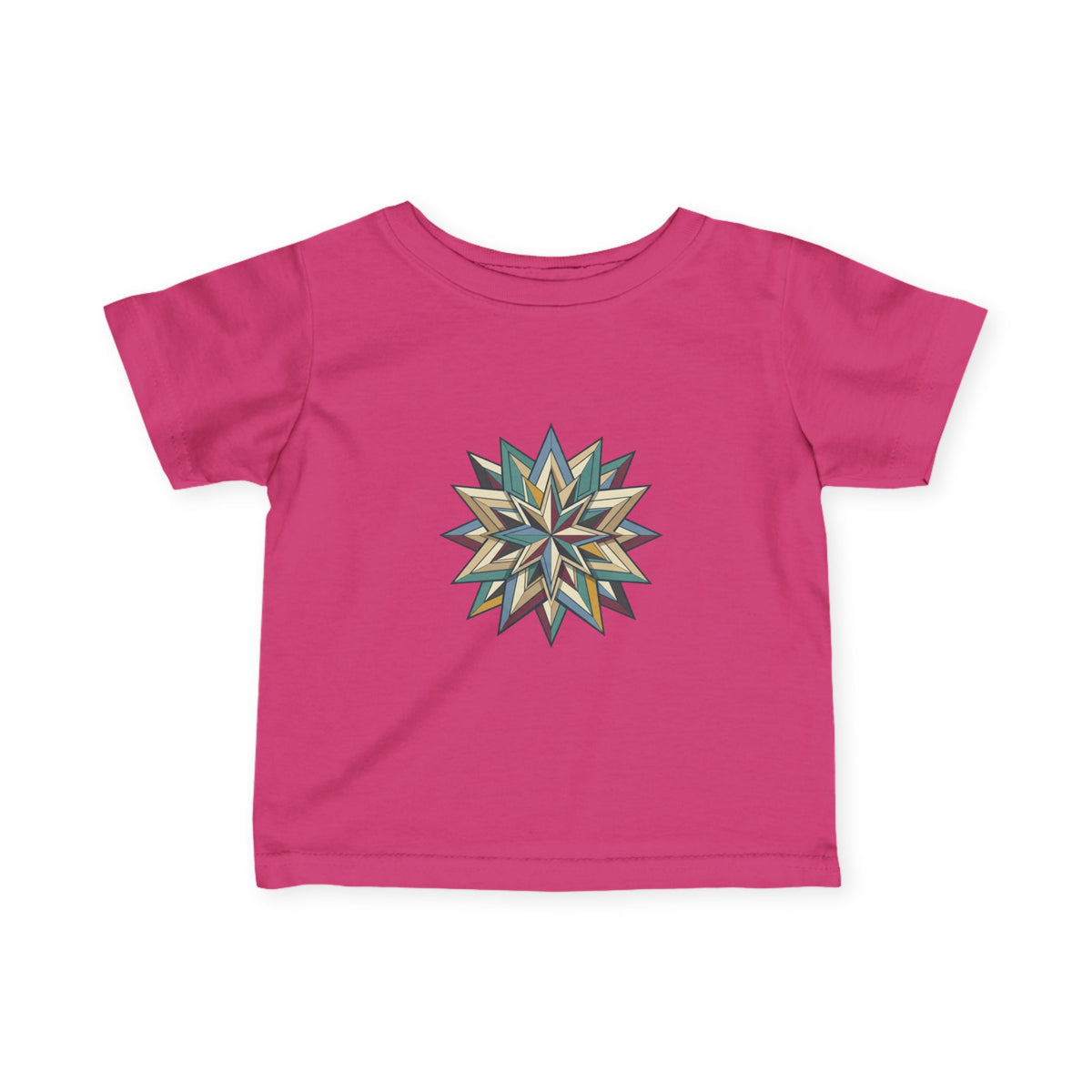 Infant Tee with Geometric Starburst Design — Neutral Baby Shirt, Modern Nursery Gift