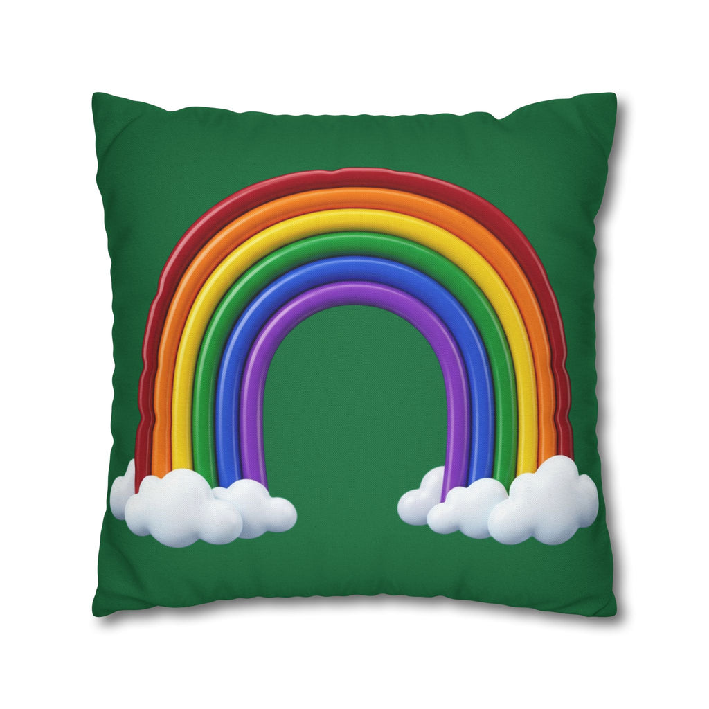 Rainbow Dark Green Spun Polyester Square Pillowcase
