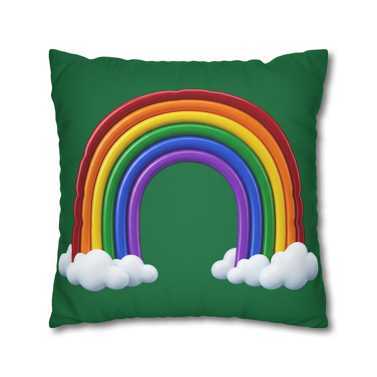 Rainbow Dark Green Spun Polyester Square Pillowcase