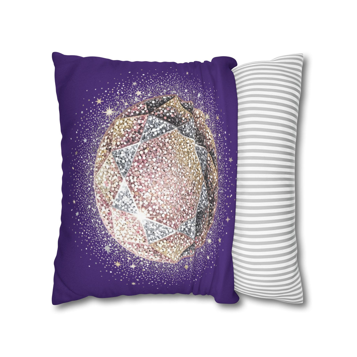 Glittery Dark Purple Spun Polyester Square Pillowcase