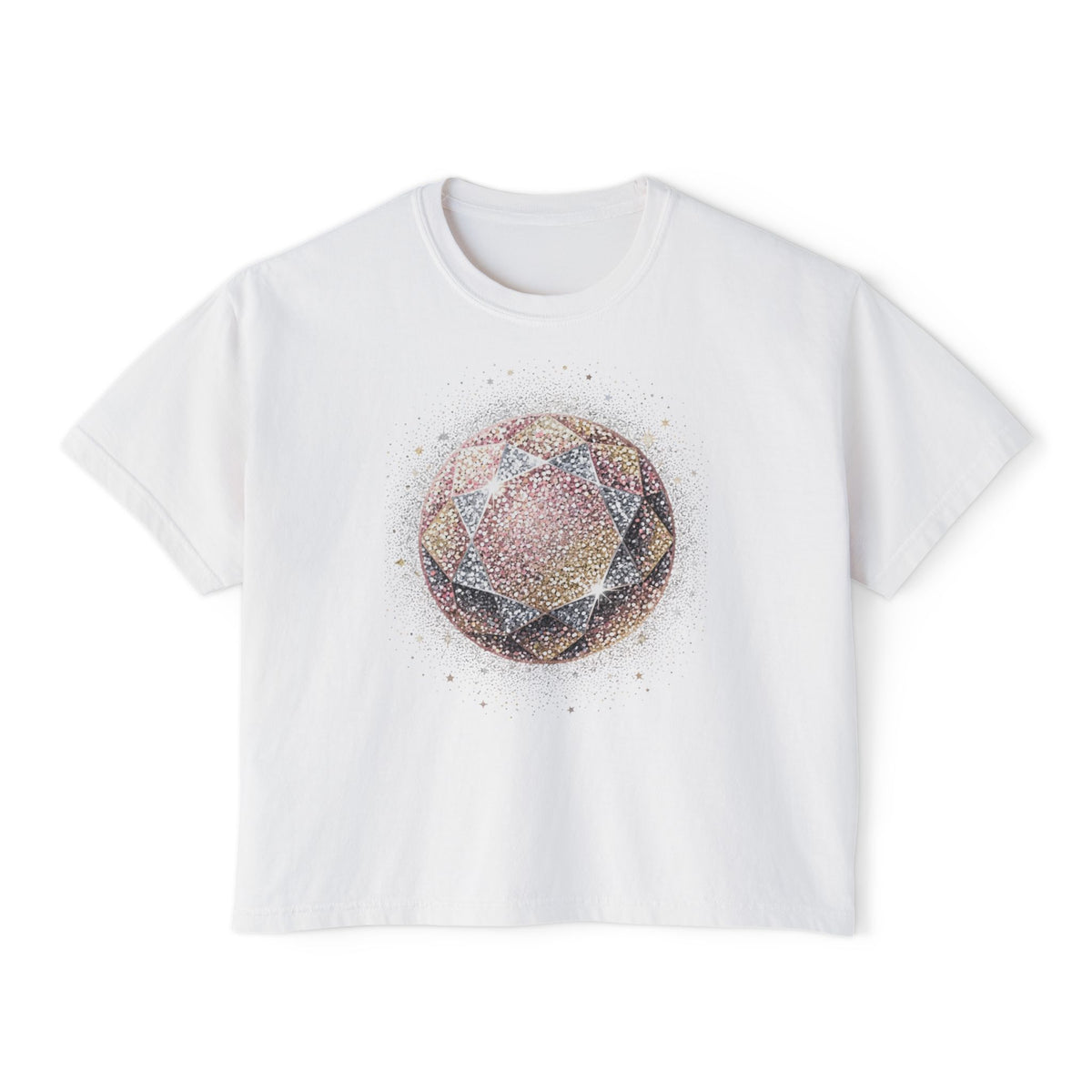Women's Boxy Tee — Watercolor Geode Crystal Graphic