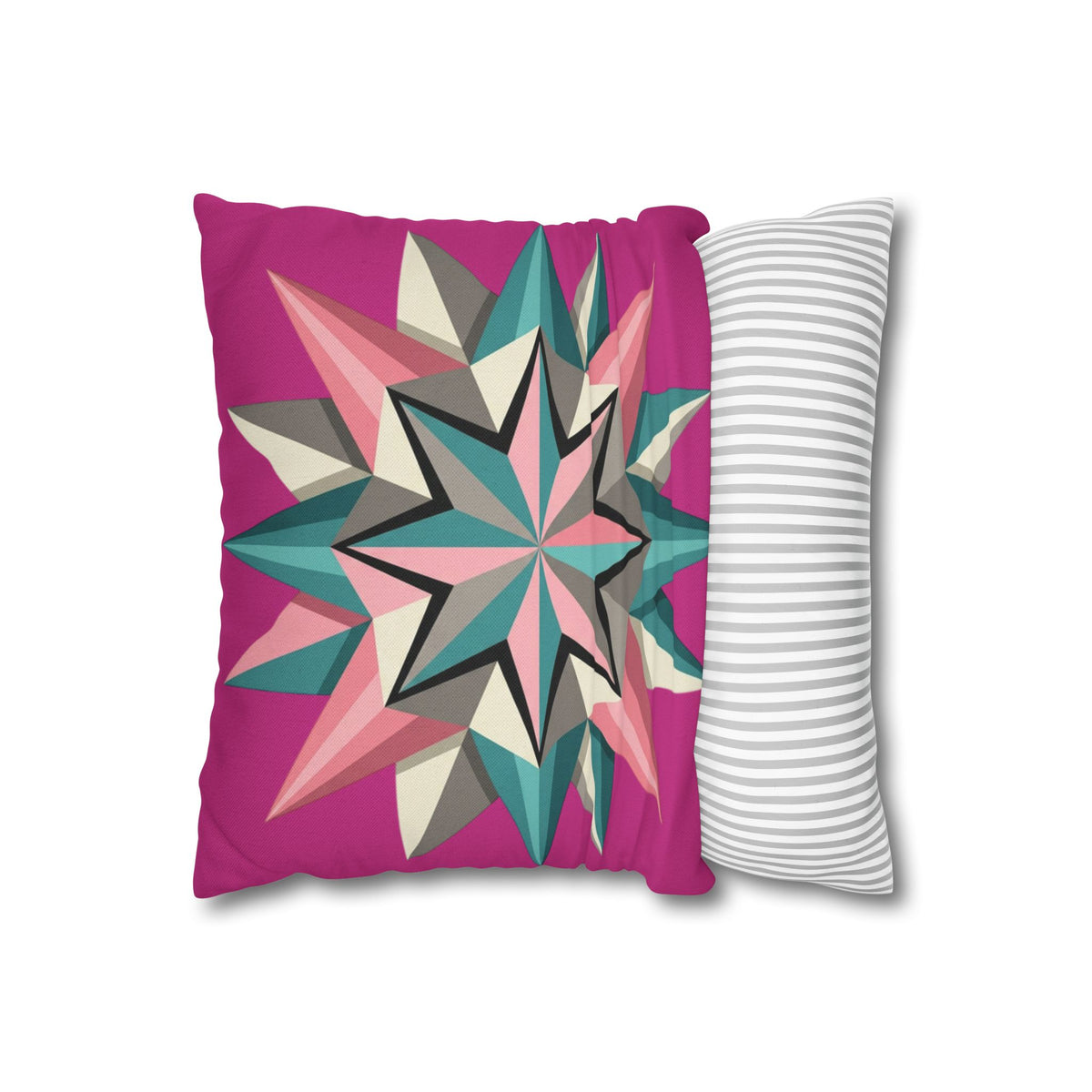 Geometric Starburst Throw Pillowcase — Pink Teal Modern Decorative Cushion Cover
