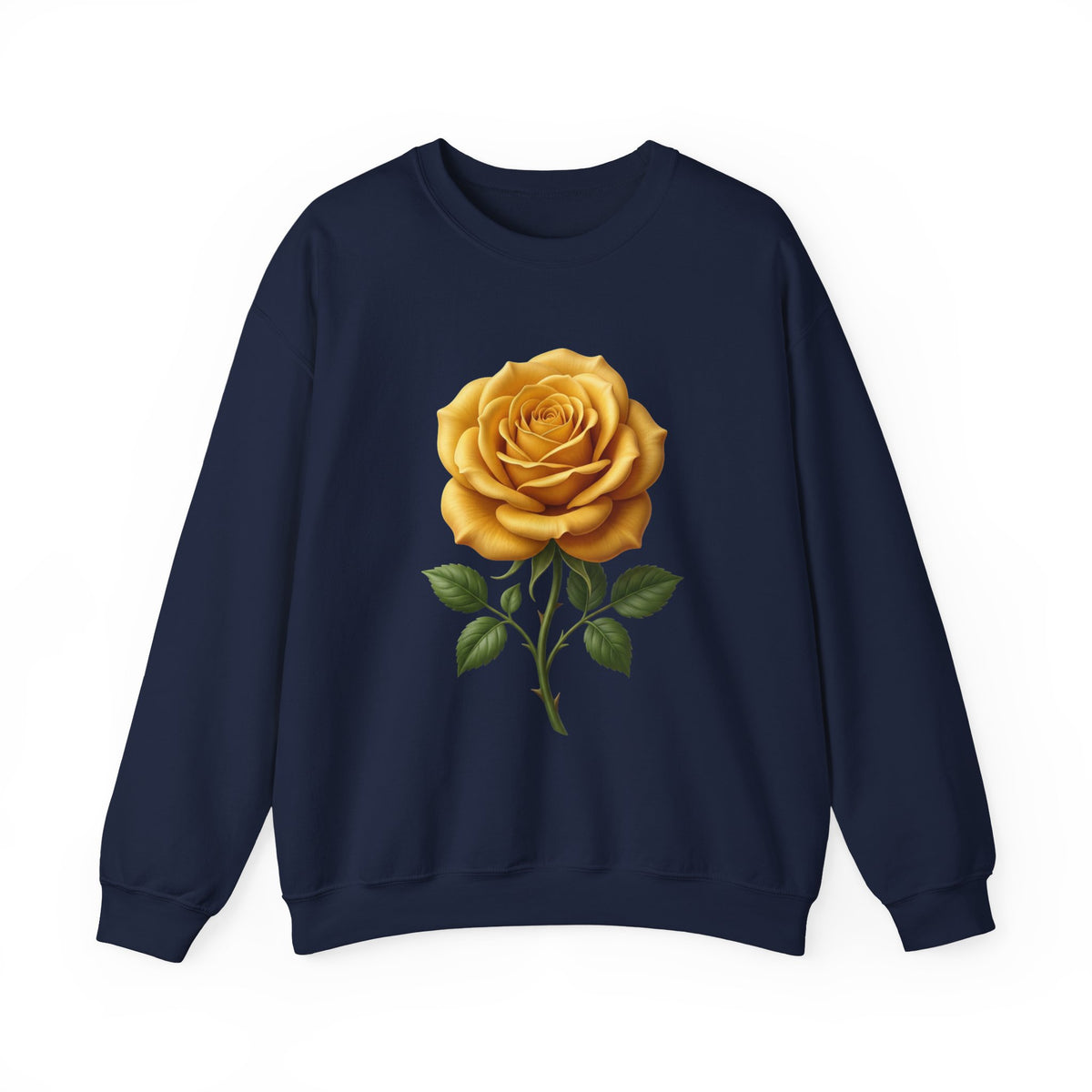 Yellow Rose Crewneck Sweatshirt — Vintage Floral Graphic