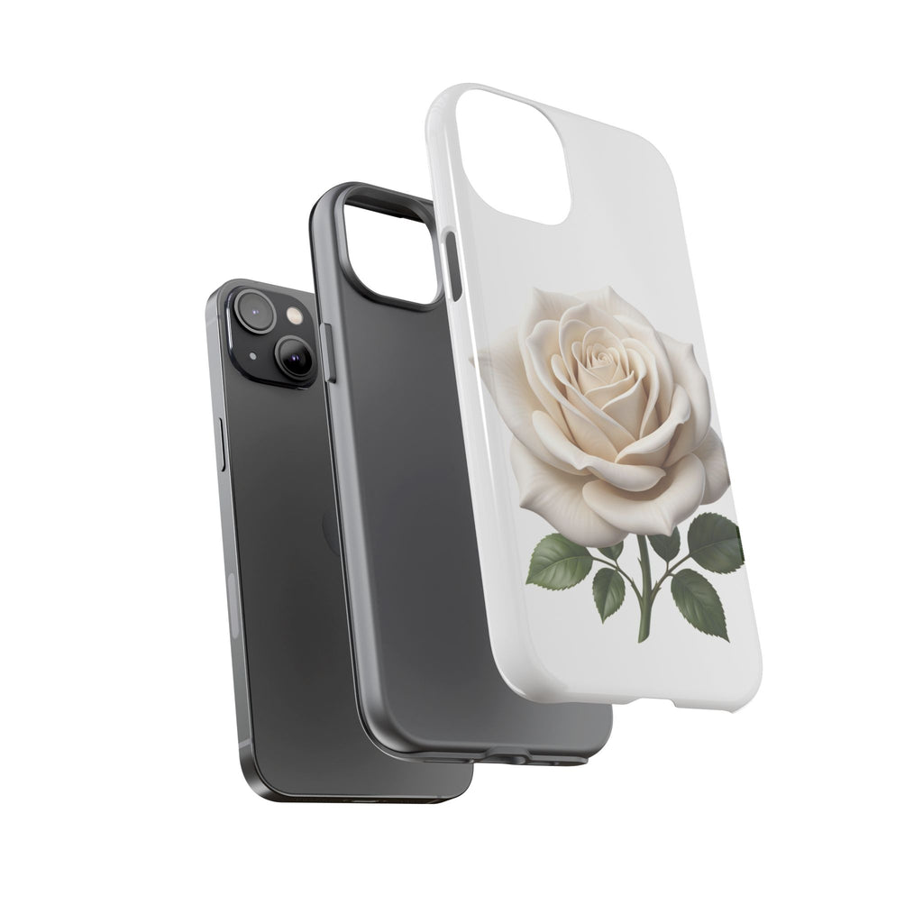 White Rose Tough Phone Case – Elegant Floral Protective Cover