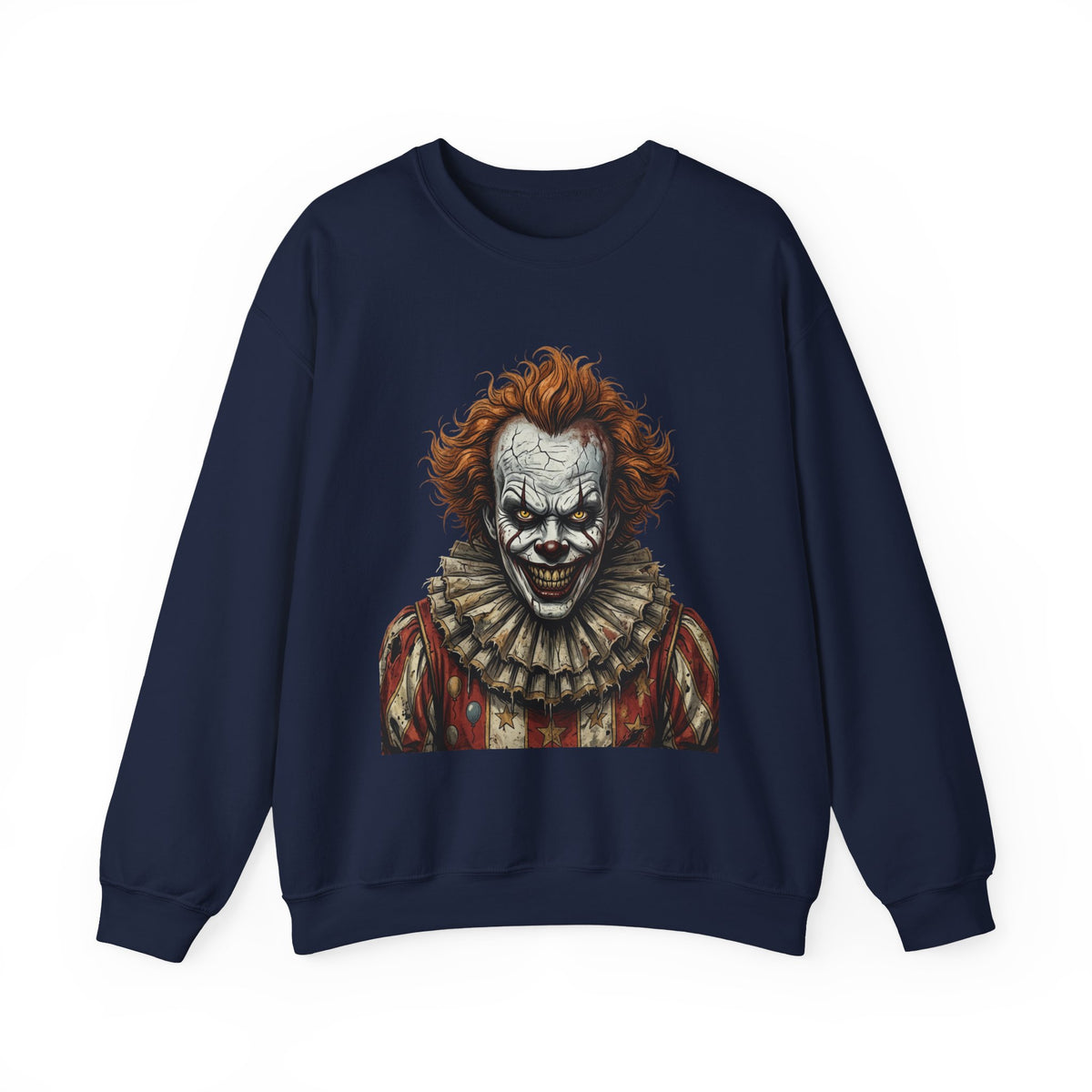 Creepy Clown Crewneck Sweatshirt – Horror Movie Inspired Graphic