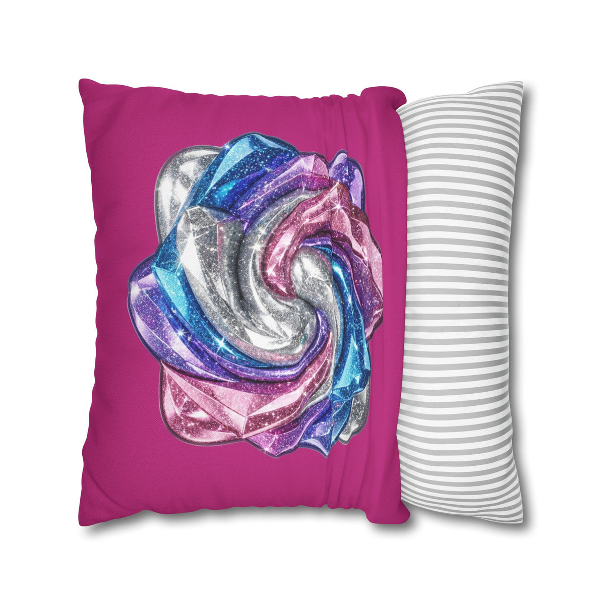 3D Glitter Design Magenta Spun Polyester Square Pillowcase