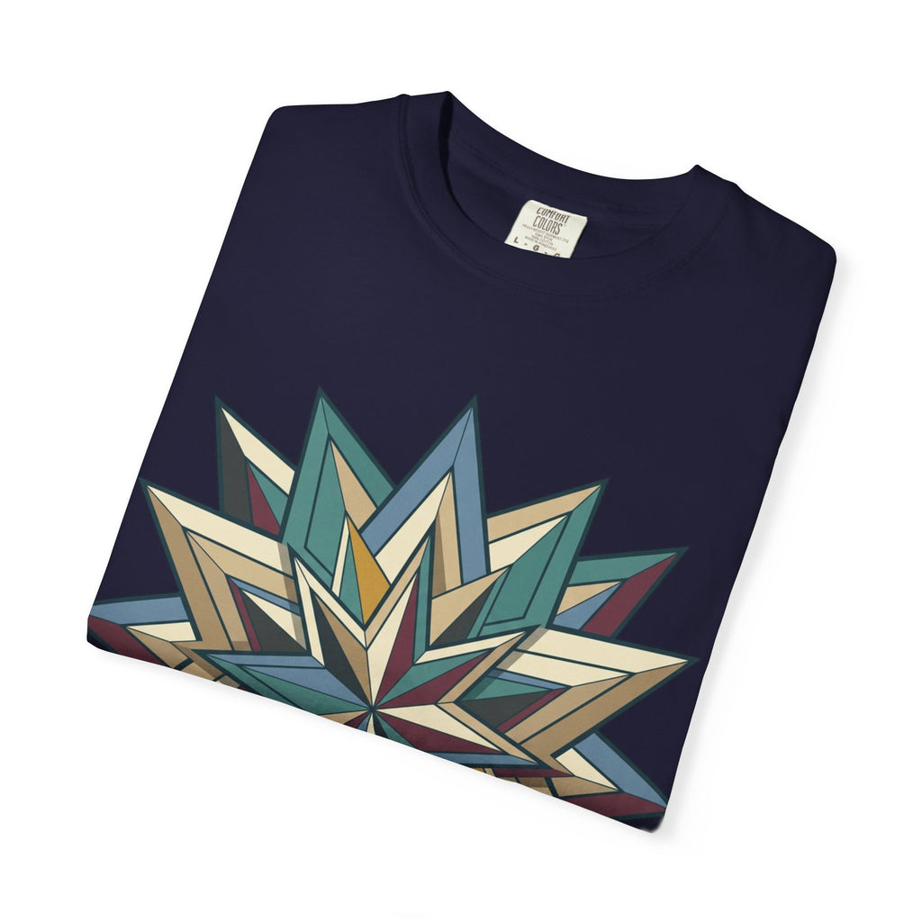 Geometric Starburst T-Shirt — Vintage Compass Rose Graphic Tee