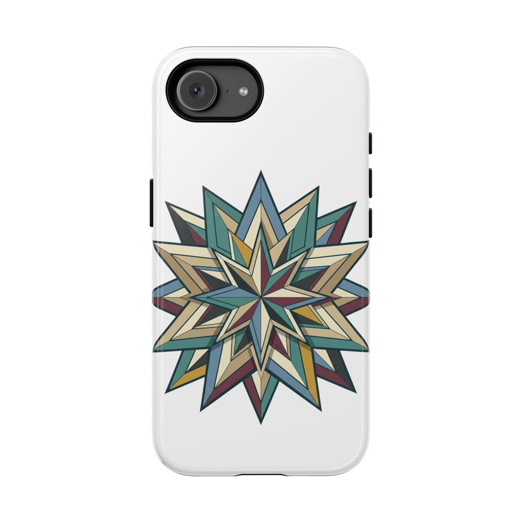 Geometric Star Phone Case — Teal & Earthtone Mandala Design