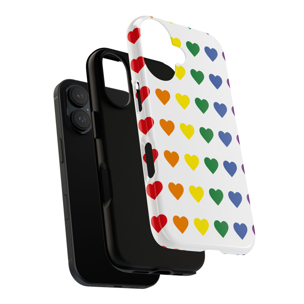 Rainbow Heart Tough Phone Case — Pride Pattern Protective Cover