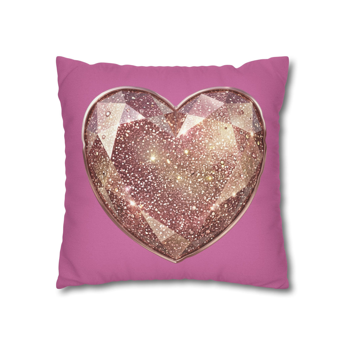 Glitter Rose Gold Heart Pillowcase — Pink Decorative Throw Pillow- Light Pink