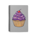 Cupcake Spiral Notebook Light Grey — Cute Purple Frosting Journal for Baking Lovers (Ruled)