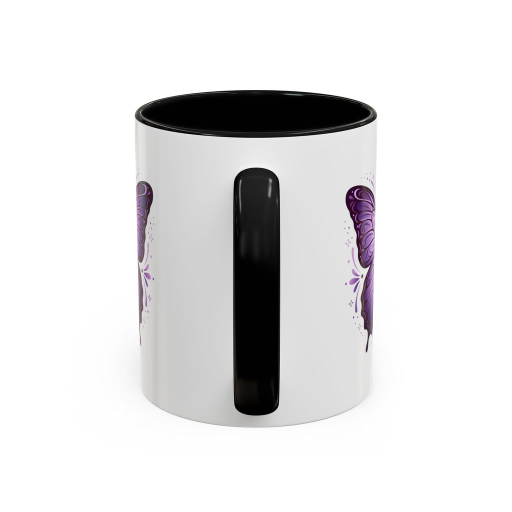 Purple Butterfly Accent Coffee Mug — 11oz & 15oz Decorative Tea Cup