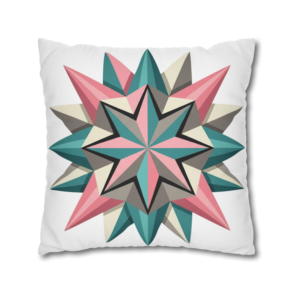 Geometric Starburst Throw Pillowcase — Pink Teal Modern Decorative Cushion Cover