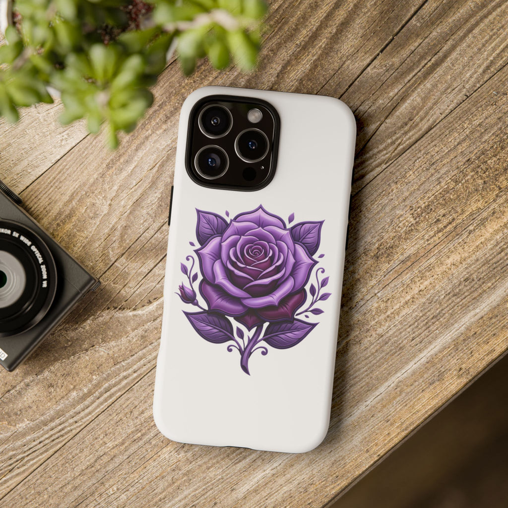 Purple Rose Tough Phone Case — Floral Protective Phone Cover
