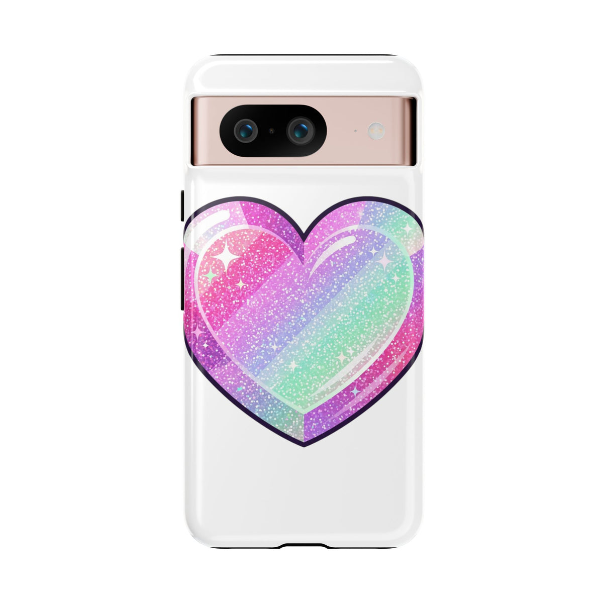 Pastel Glitter Heart Tough Phone Case — Cute Protective Phone Cover