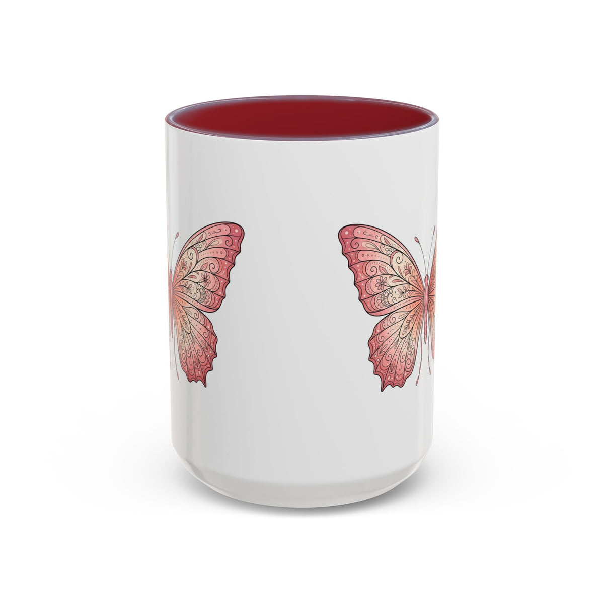 Pink Watercolor Butterfly Accent Coffee Mug — Floral Boho Tea & Coffee Cup (11/15oz)