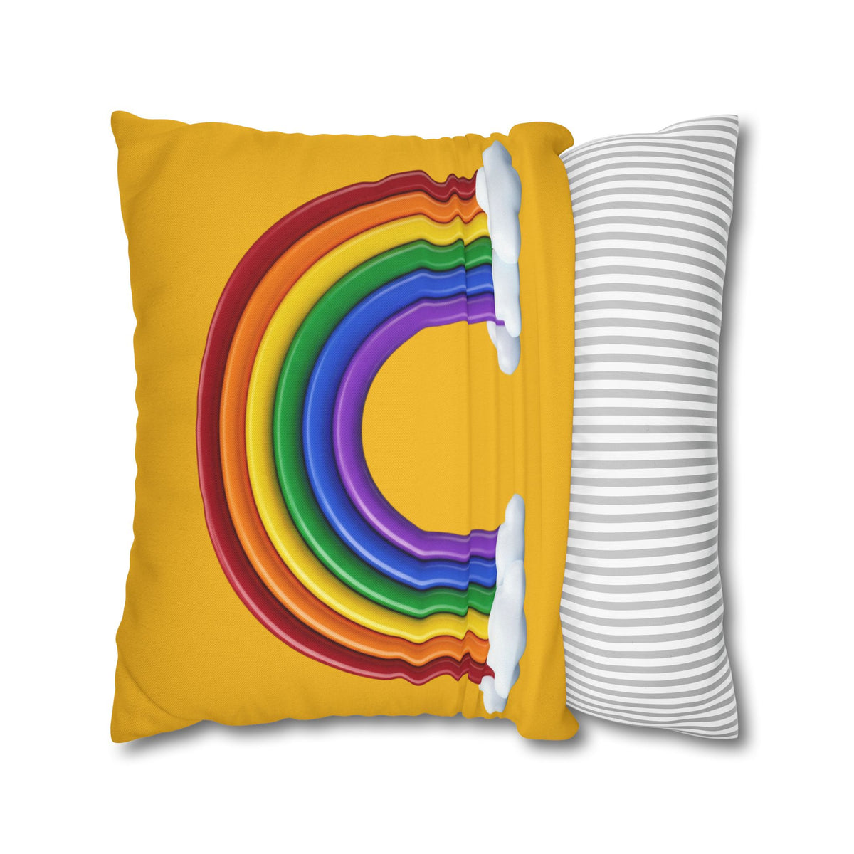 Rainbow Yellow Spun Polyester Square Pillowcase