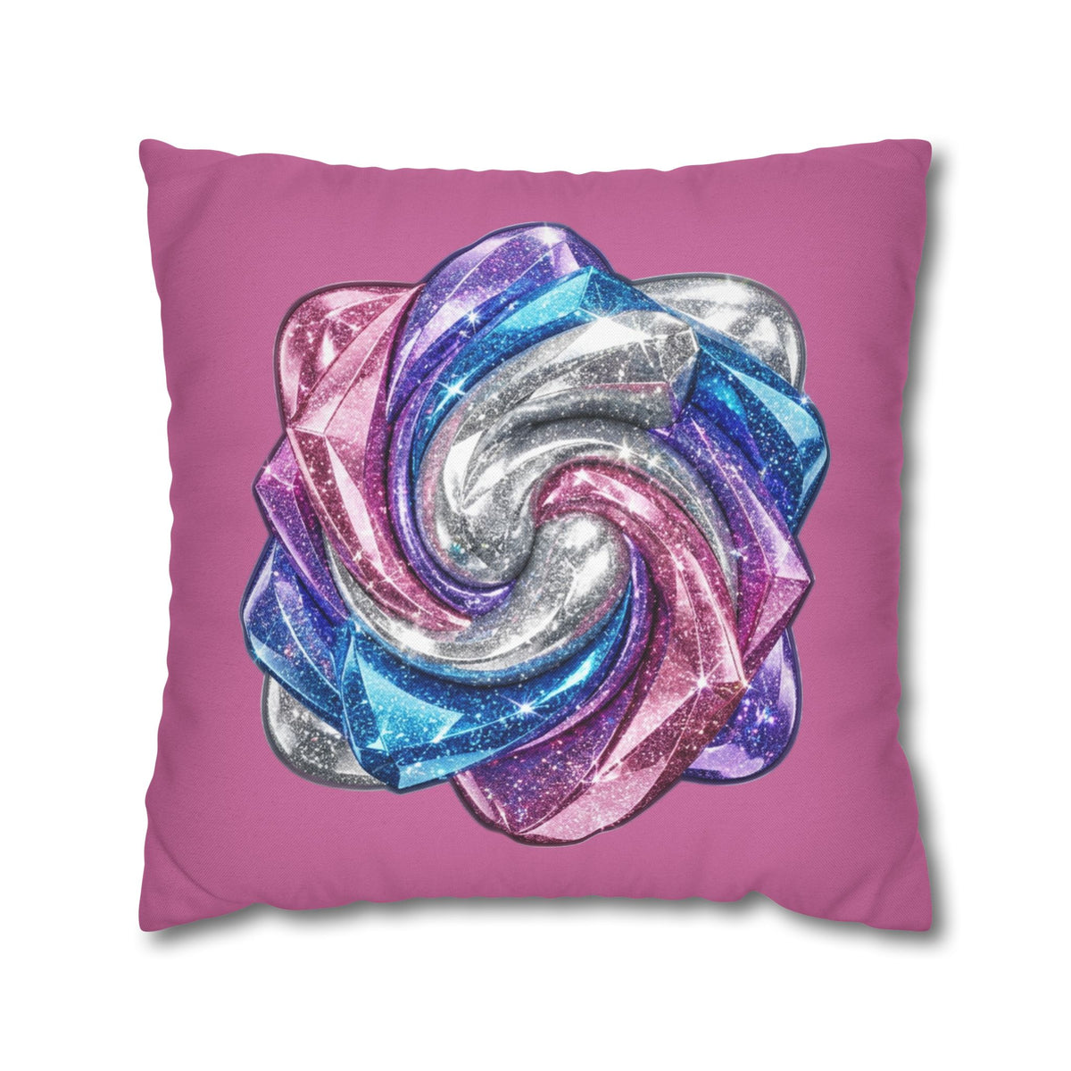 3D Glitter Design Light Pink Spun Polyester Square Pillowcase