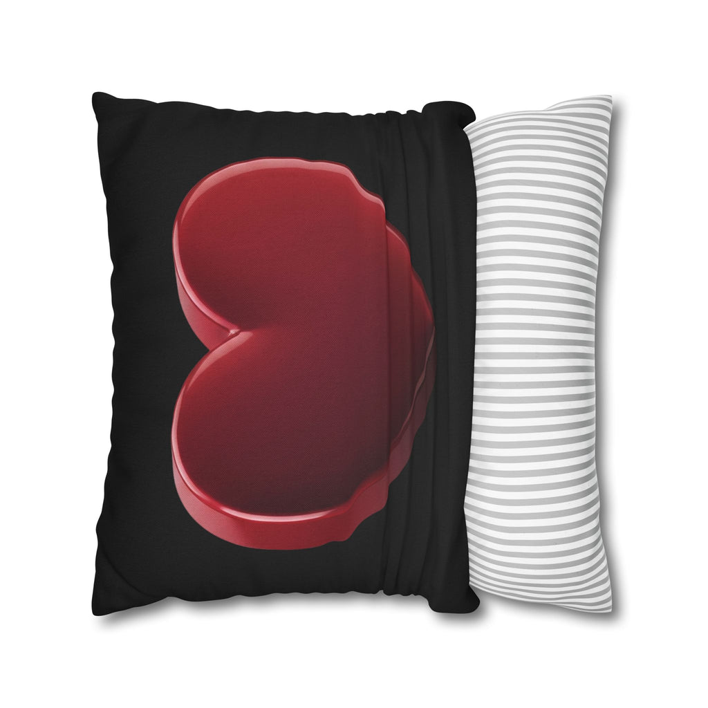 Red Heart Black Spun Polyester Square Pillowcase
