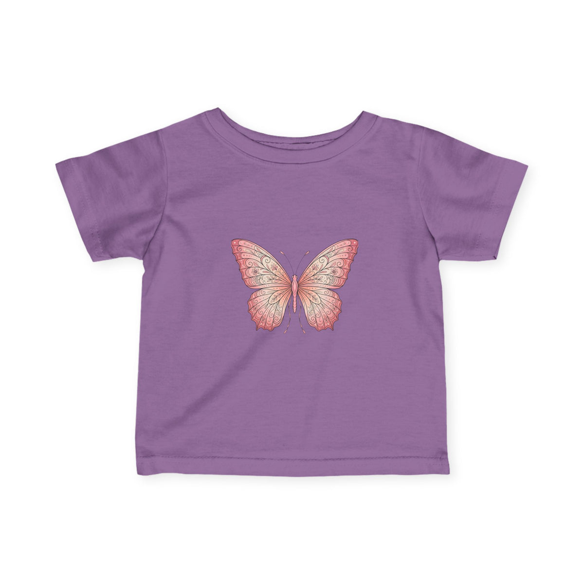 Infant Tee with Pink Watercolor Butterfly — Baby Girl Spring Floral Shirt