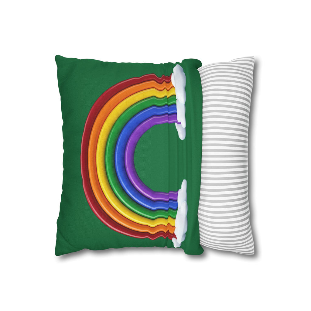 Rainbow Dark Green Spun Polyester Square Pillowcase