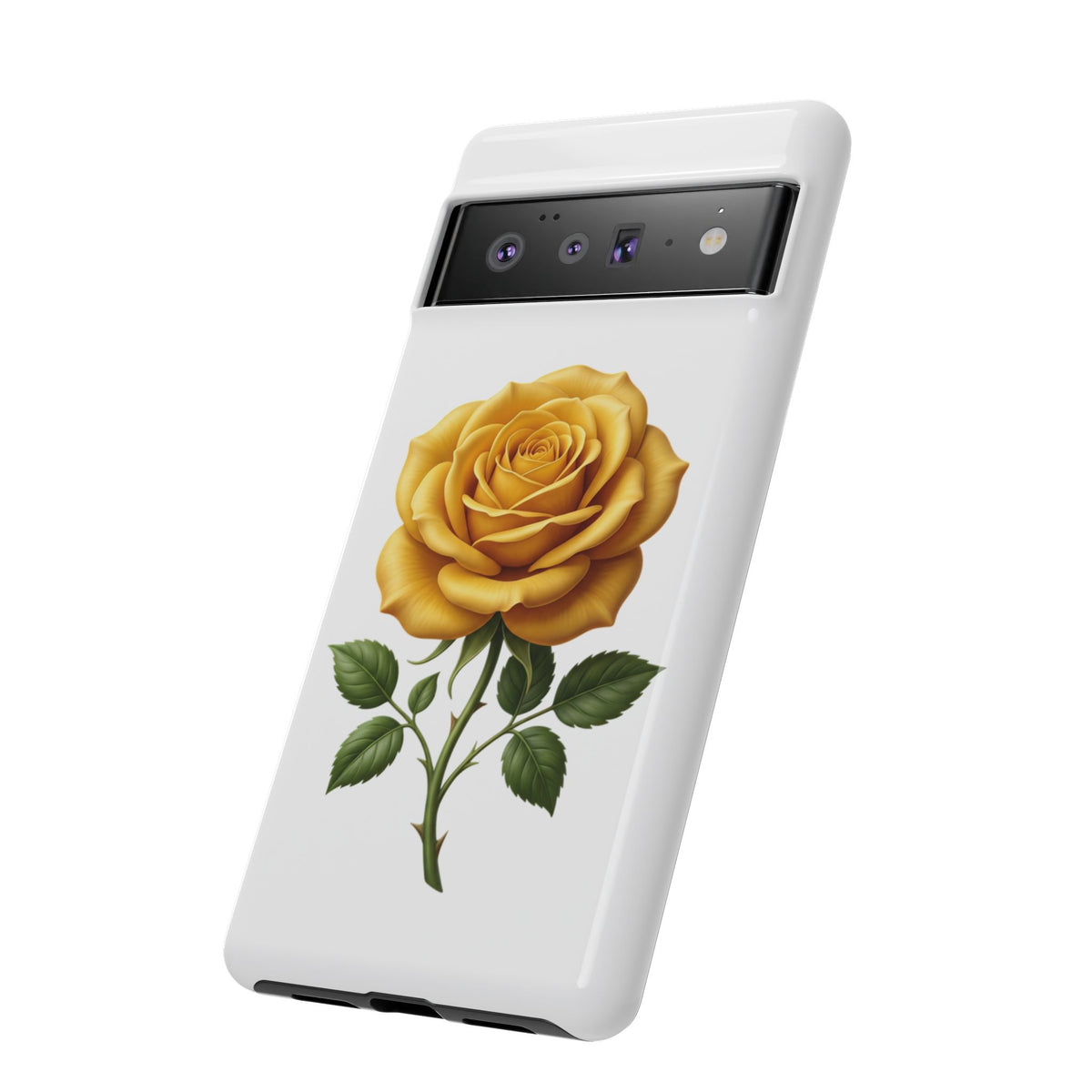 Yellow Rose Phone Case — Vintage Floral Tough Protective Cover