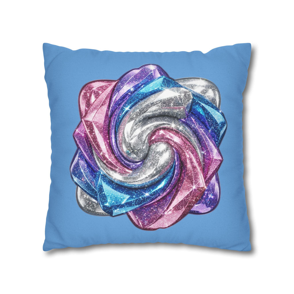3D Glitter Design Light Blue Spun Polyester Square Pillowcase