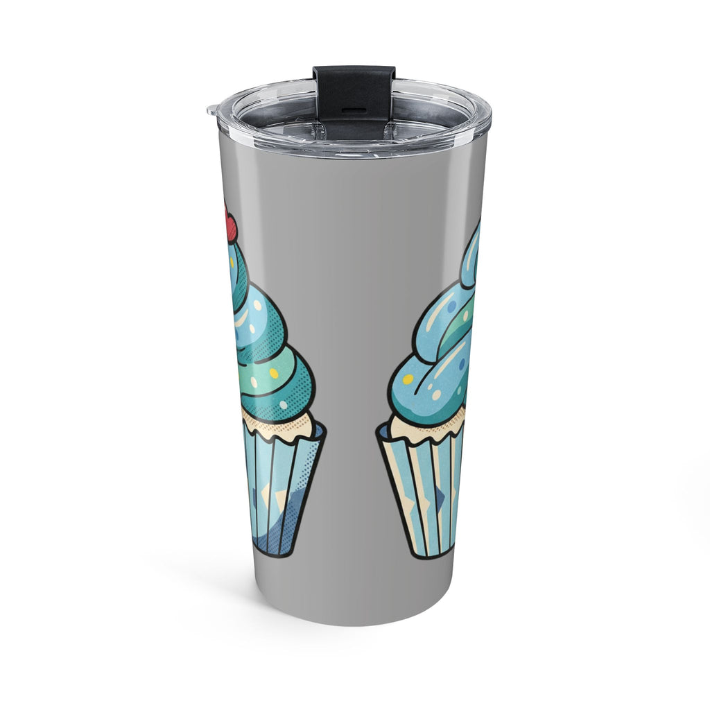 20oz Cupcake Tumbler Light Grey – Cute Blue Frosting Insulated Travel Cup