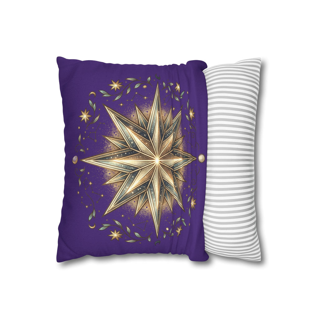 Star Print Dark Purple Spun Polyester Square Pillowcase