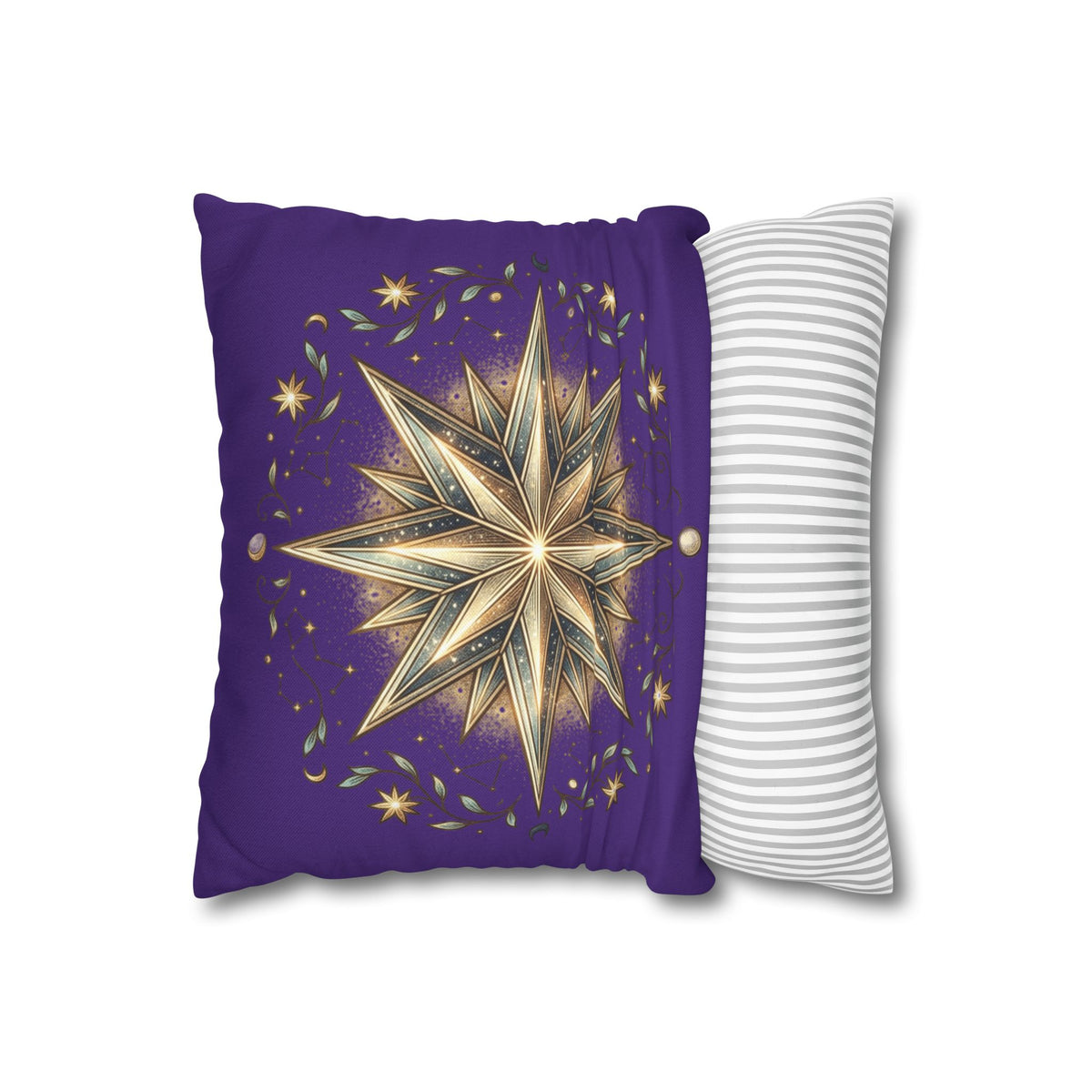 Star Print Dark Purple Spun Polyester Square Pillowcase