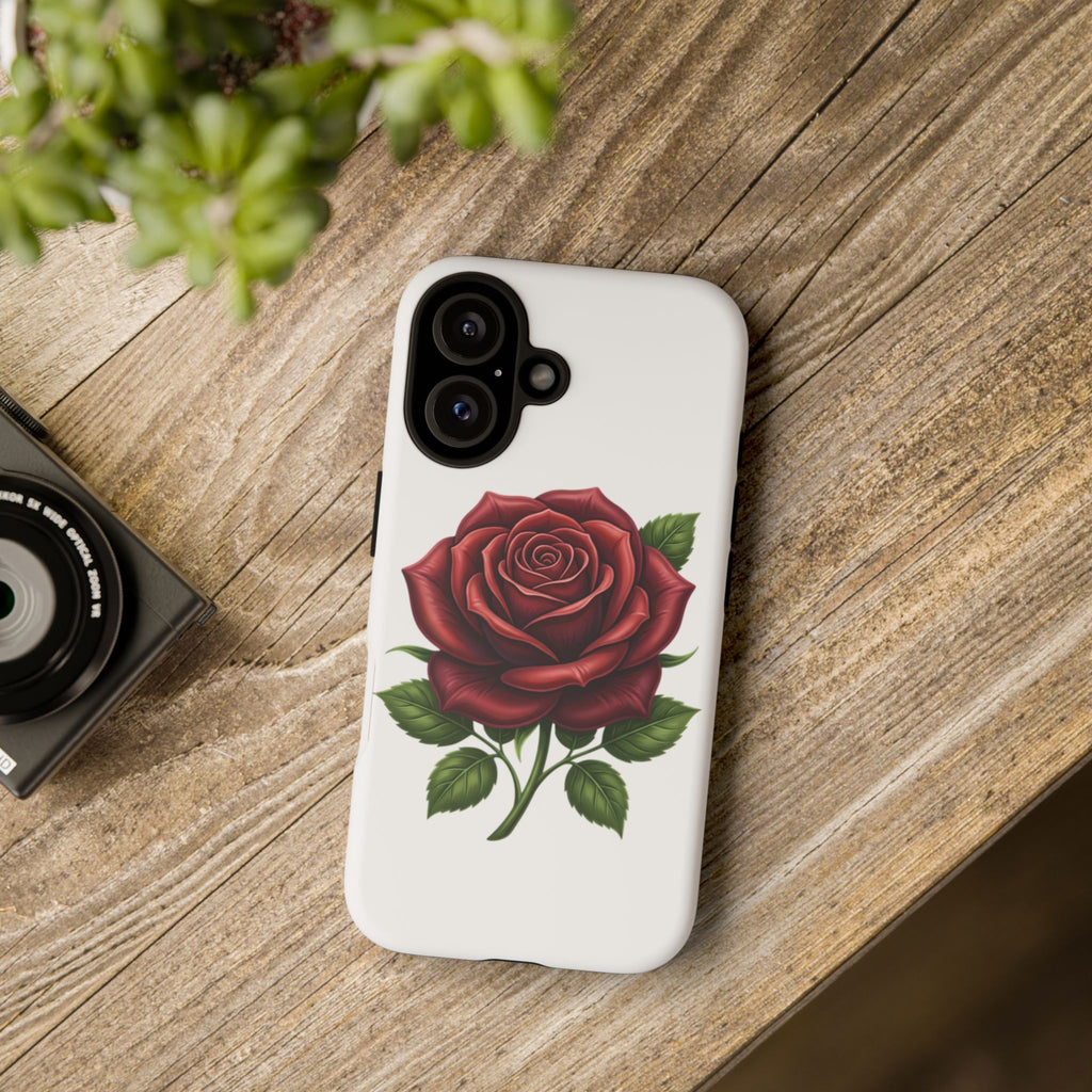 Rose Phone Case — Vintage Red Rose Floral Protective Cover