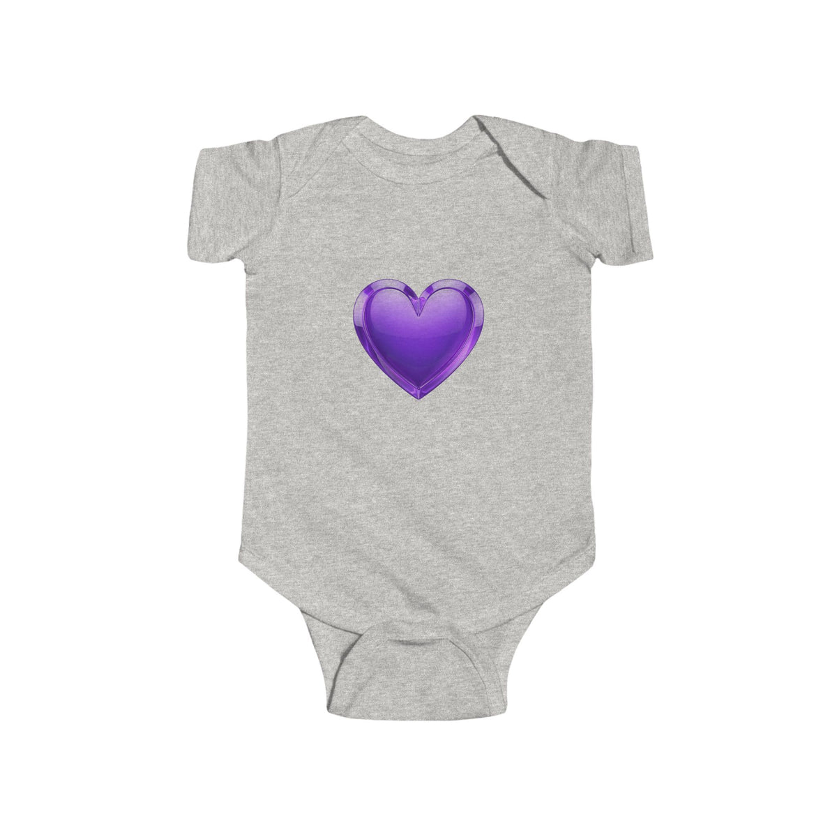 Purple Heart Infant Bodysuit — Cute Baby Onesie with Shiny Heart Graphic