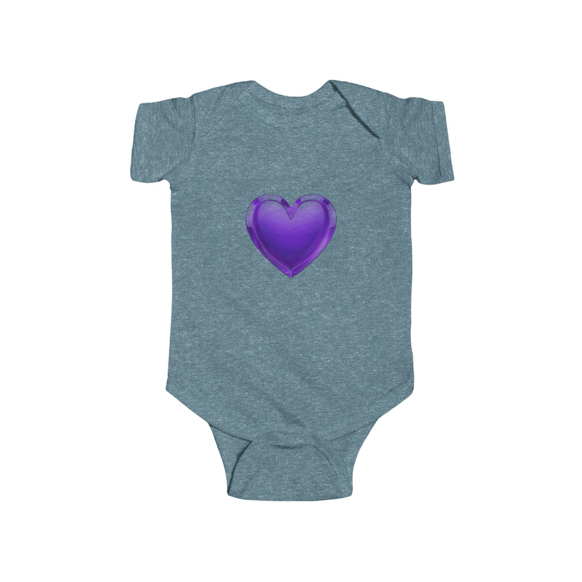 Purple Heart Infant Bodysuit — Cute Baby Onesie with Shiny Heart Graphic