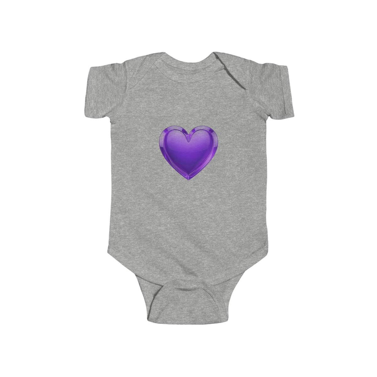 Purple Heart Infant Bodysuit — Cute Baby Onesie with Shiny Heart Graphic