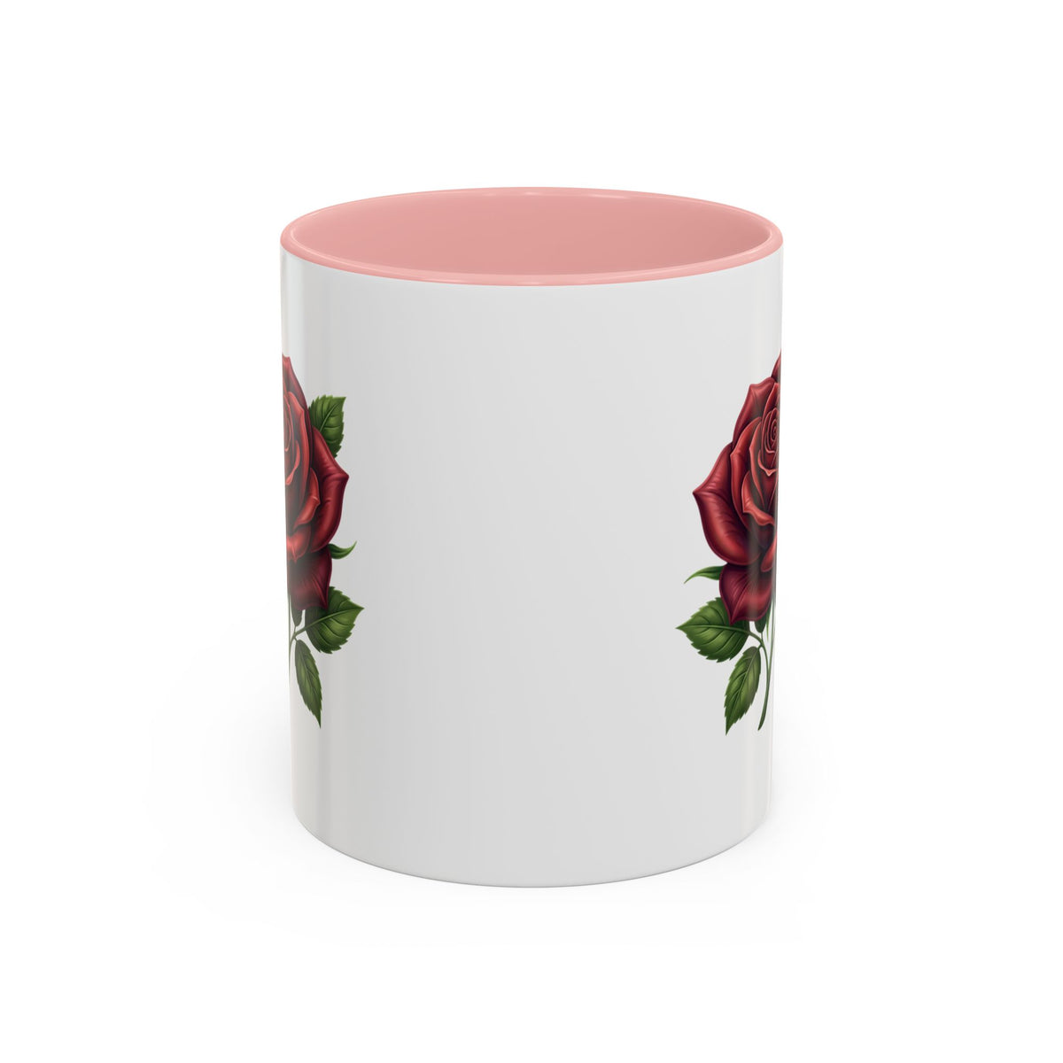 Red Rose Accent Coffee Mug — Floral Ceramic Coffee Cup (11/15oz)
