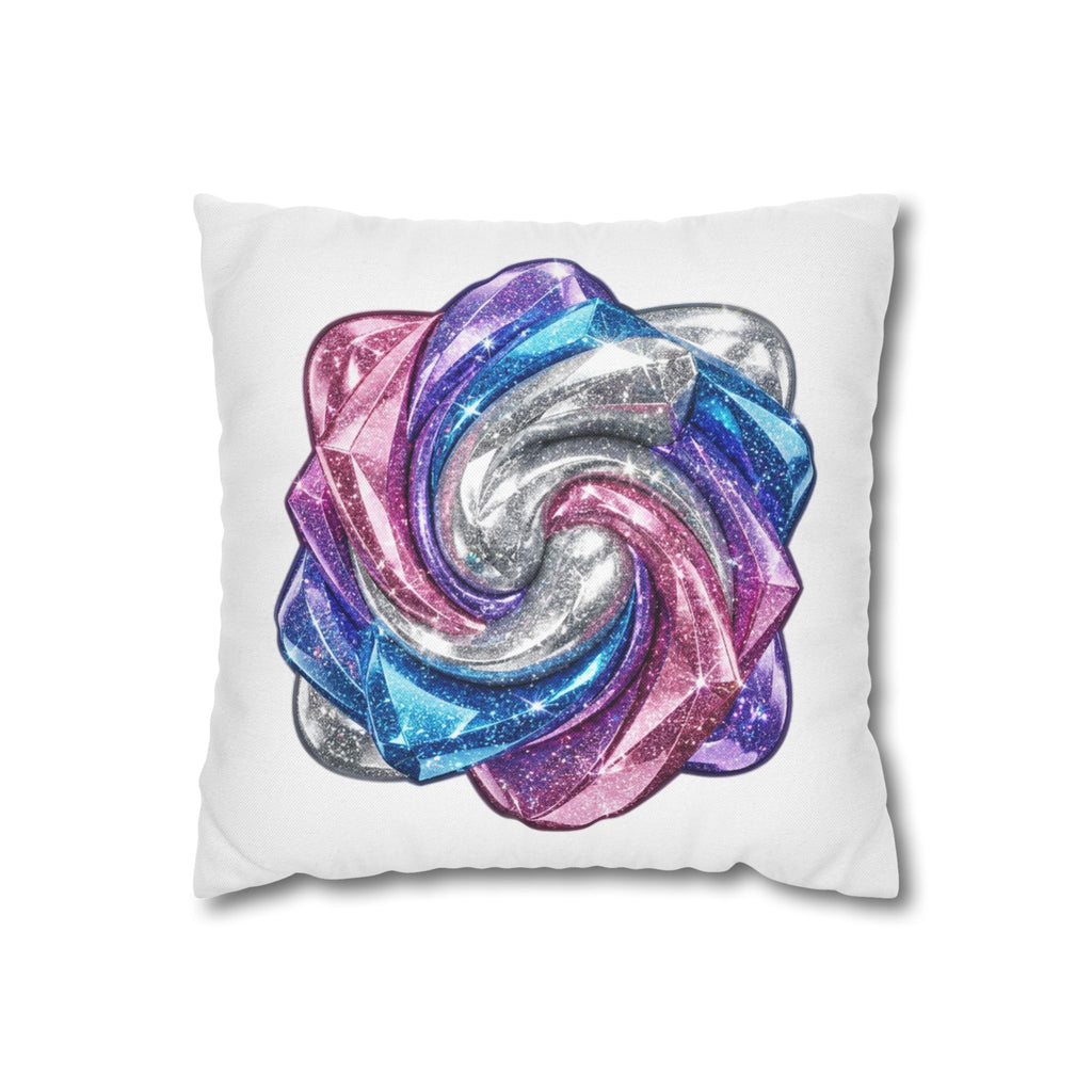 3D Glitter Design White Spun Polyester Square Pillowcase