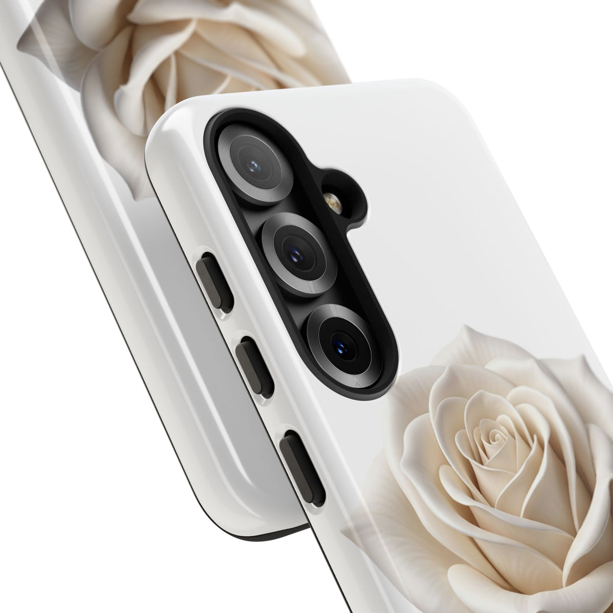 White Rose Tough Phone Case – Elegant Floral Protective Cover