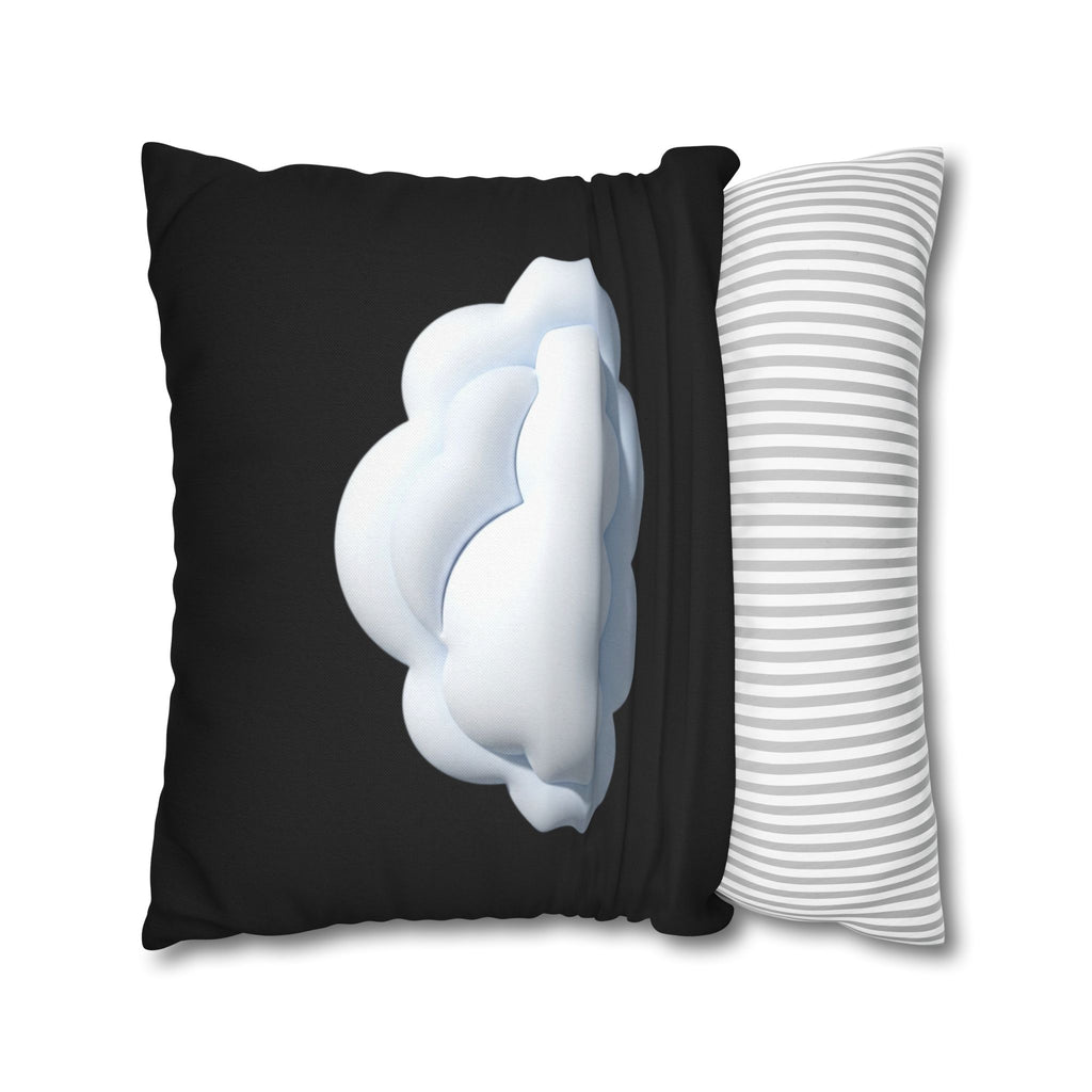 Cloud Graphic Black Pillowcase — Soft White Cloud on Black Decorative Pillow Cover