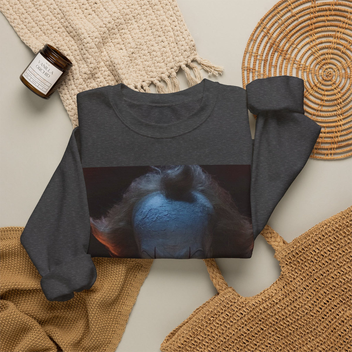 Horror Clown Crewneck Sweatshirt — Scary Pennywise Portrait